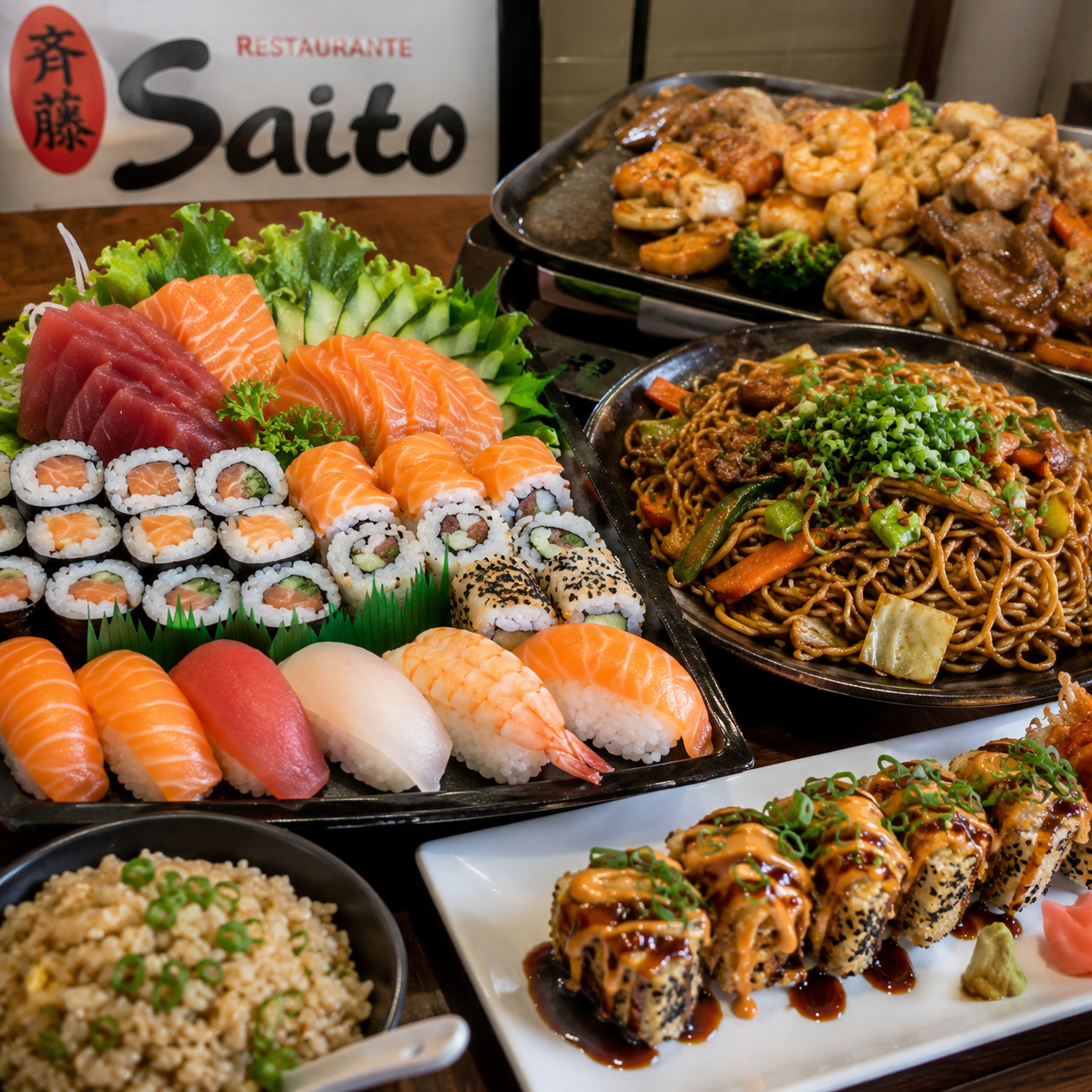 Comidas servidas no Restaurante Saito